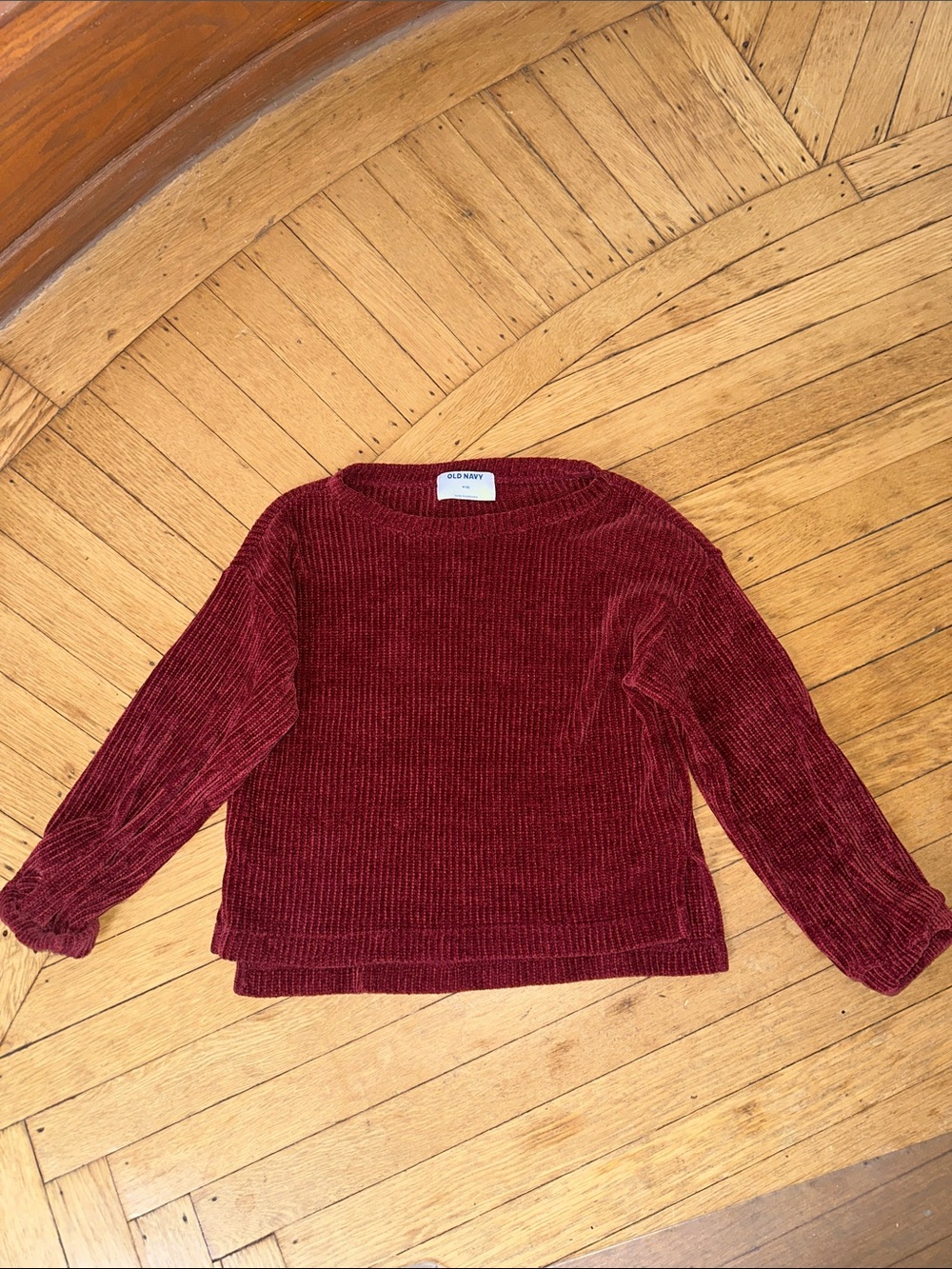Girls Old Navy Burgundy Ribbed Chenille Crewneck Sweater